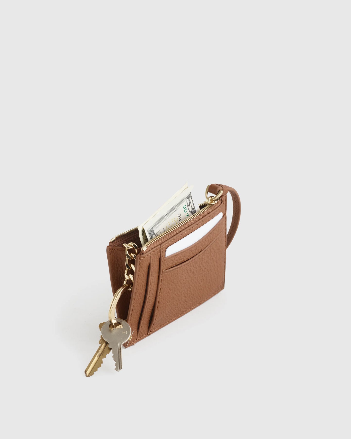 Italian Leather Card Case Wristlet - One Size / Black