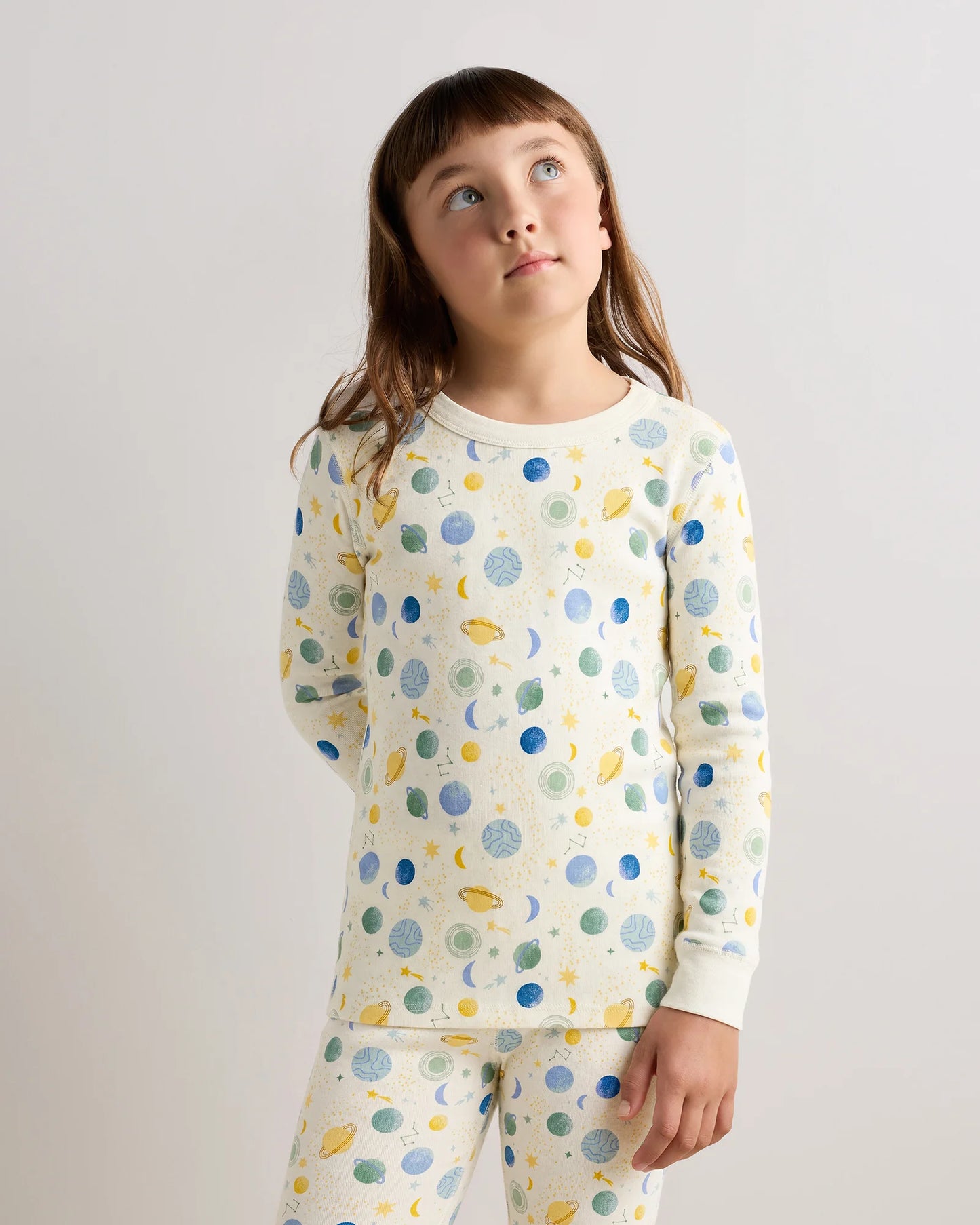 100% Organic Cotton Long Sleeve and Pant Pajama Set - 6 / Navy Stripe
