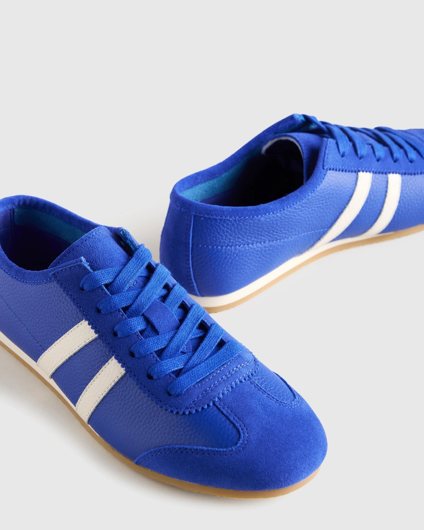 Italian Leather & Suede Low Profile Sneaker - 5 / Electric Blue