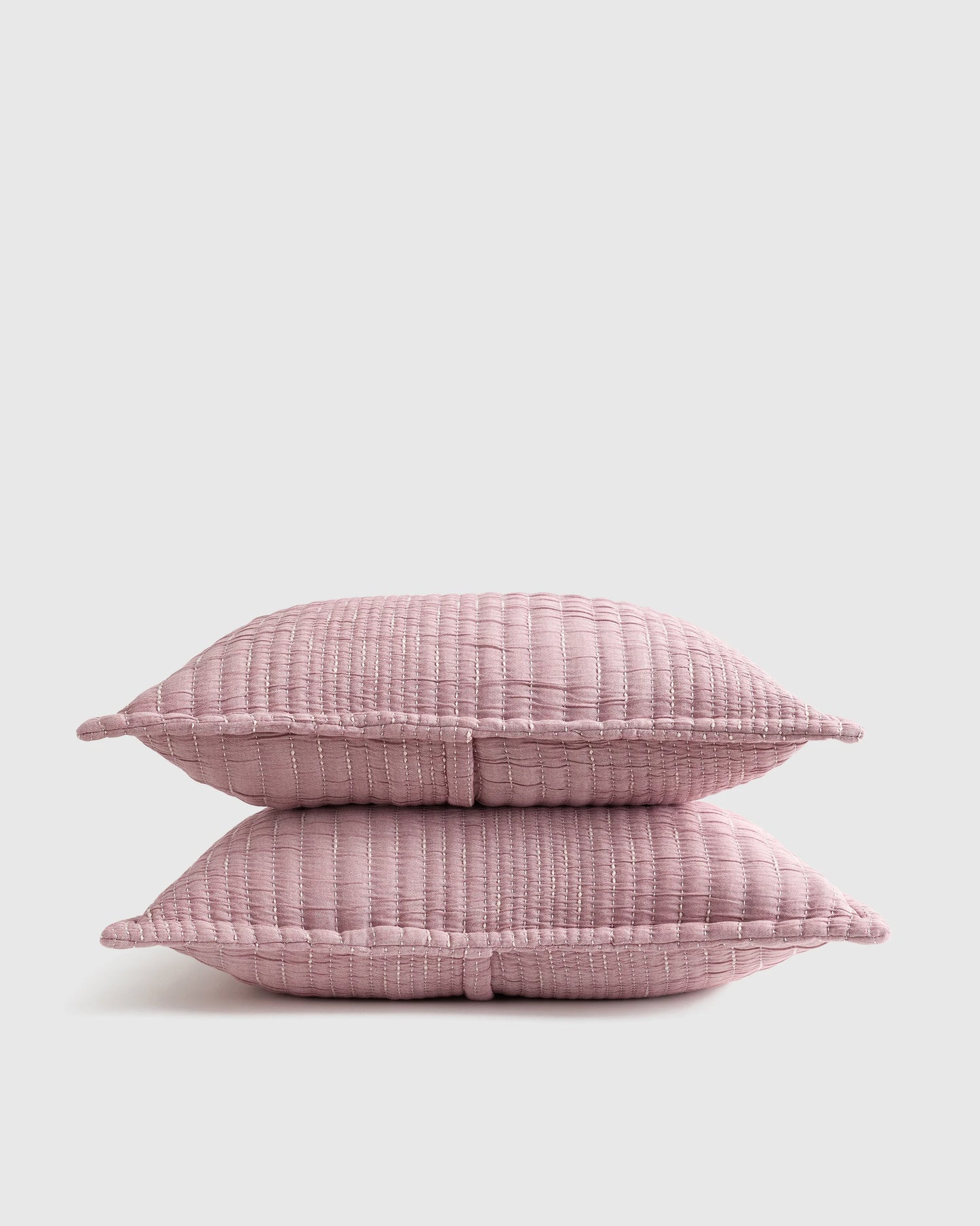 Organic Cotton Channel Stitch Sham Set - Standard / Coral Pink