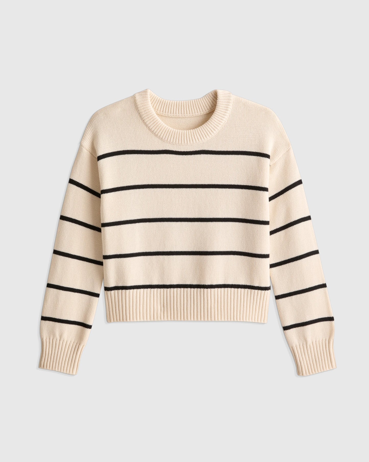 100% Organic Cotton Crewneck Sweater - 6 / Navy/White