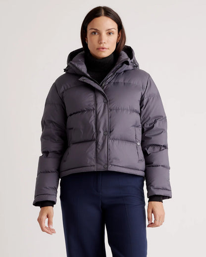 Responsible Down Cropped Puffer Jacket - XS / Shiny Black