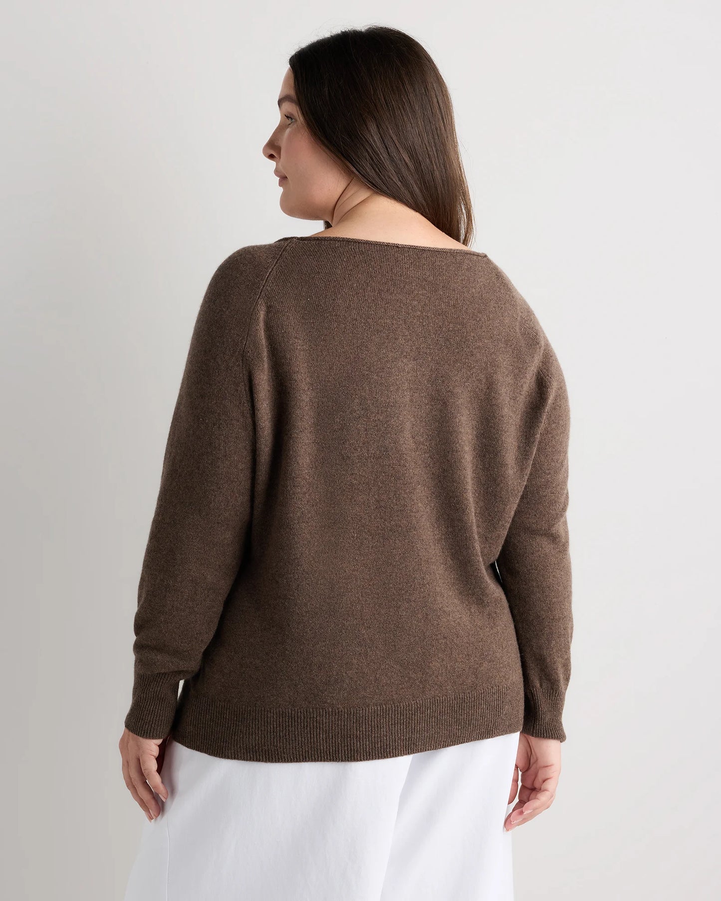 Mongolian Cashmere Boatneck Sweater - 1X / Heather Vintage Pink