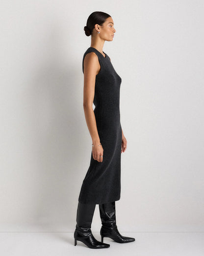 Mongolian Cashmere Sleeveless Midi Sweater Dress - XS / Black