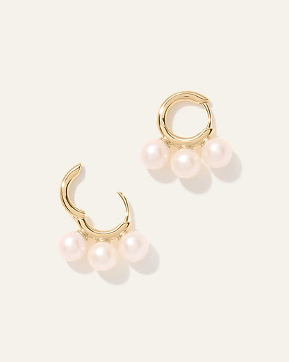 Triple Freshwater Pearl Hoops - One Size / Gold Vermeil