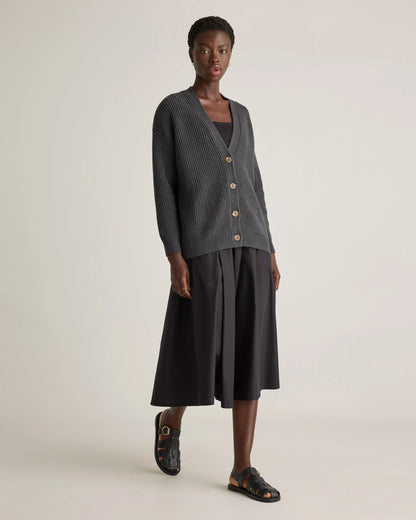 100% Organic Cotton Oversized Boyfriend Cardigan - XS / Speckled Beige