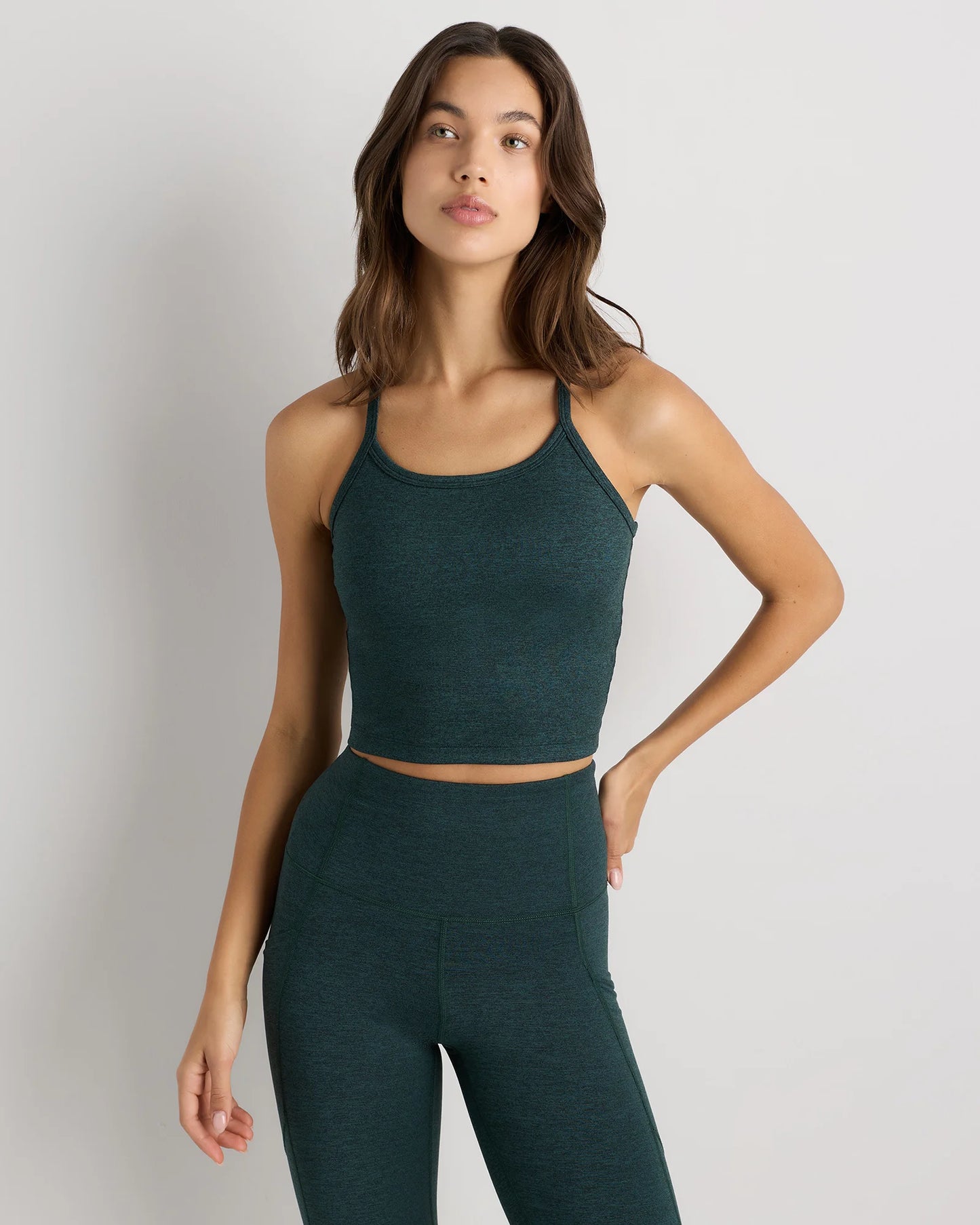 Ultra-Soft Y-Back Cropped Bra Tank - XS / Heather Black