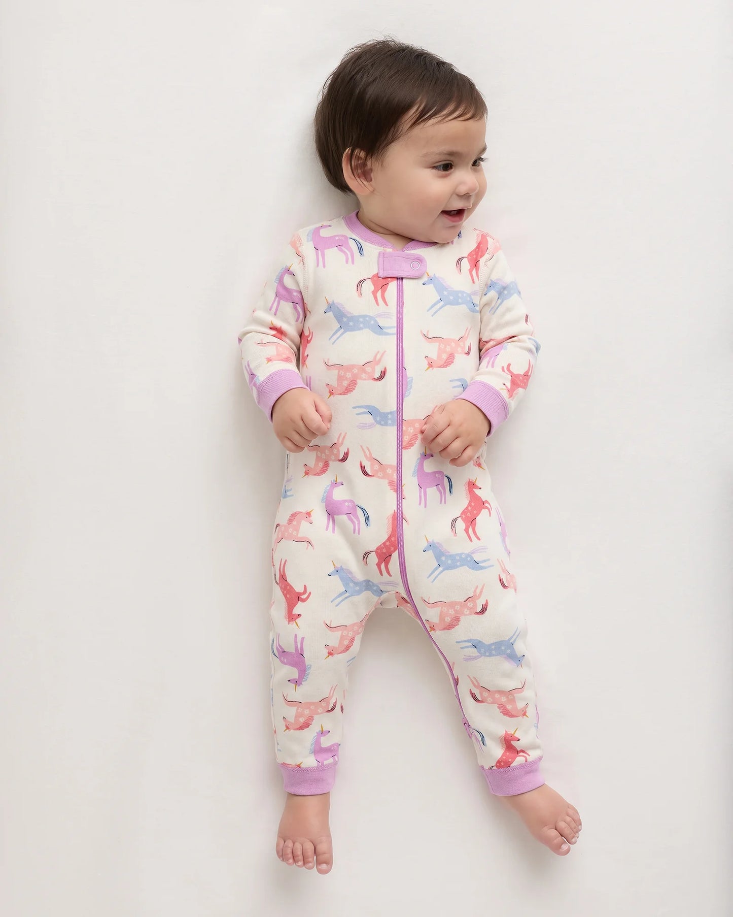 100% Organic Cotton One Piece Pajama - 0-3M / Navy Stripe