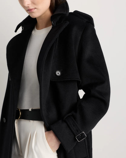 100% Mongolian Cashmere Trench Coat - XS / Heather Taupe