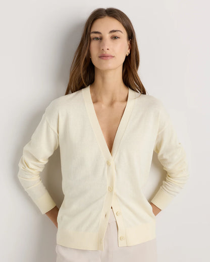 Lightweight Cotton Cashmere Cardigan - XS / Heather Oatmeal