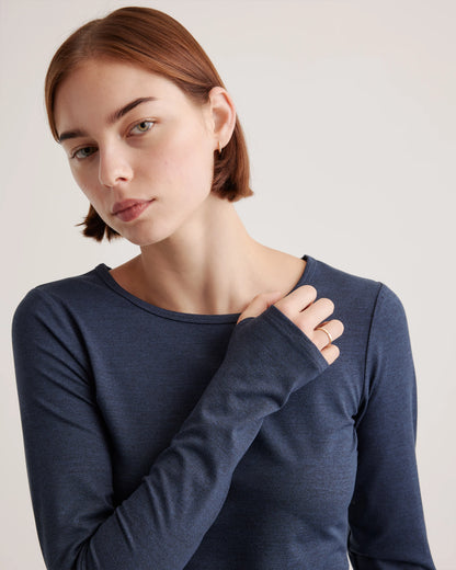Ultra-Soft Fitted Long Sleeve Top - XS / Heather Navy