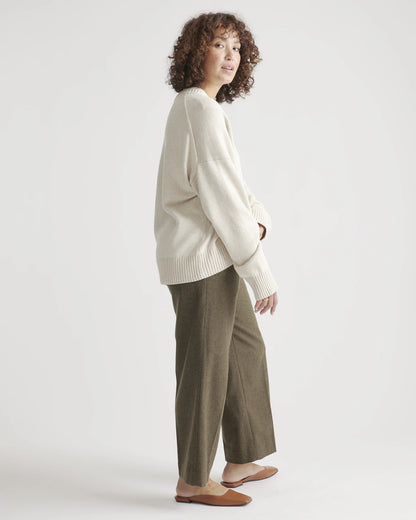 100% Organic Cotton Boyfriend Crew Sweater - XS / Speckled Beige