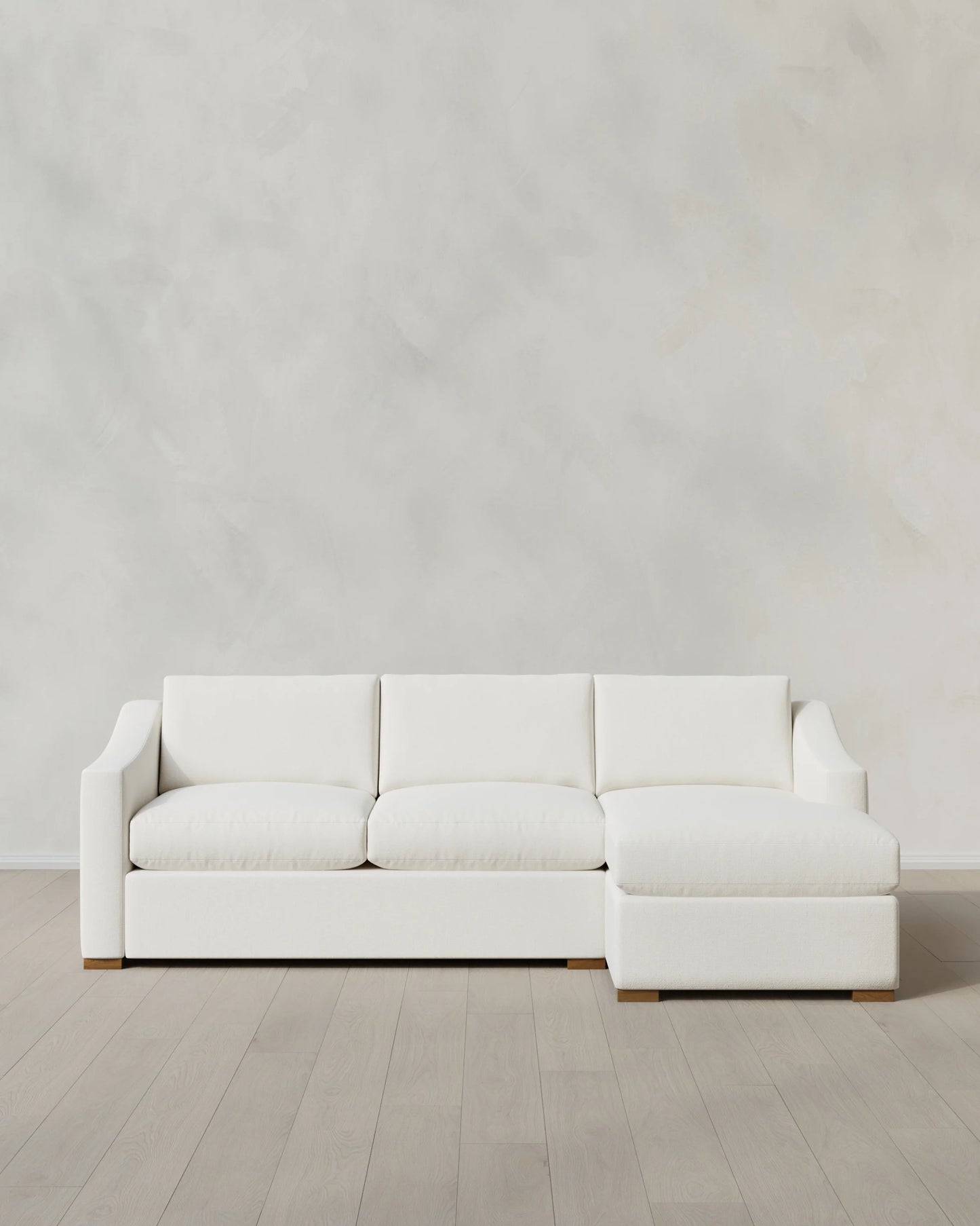 Hollis Slope Arm Chaise Sectional in Performance Chenille Linen Blend - 104" Right Arm / Snow