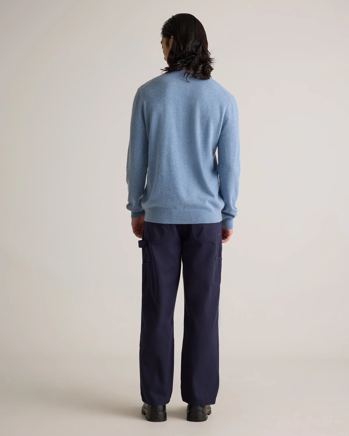 Mongolian Cashmere V-Neck Sweater - S / Oatmeal