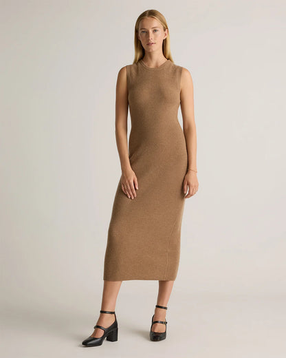 Mongolian Cashmere Sleeveless Midi Sweater Dress - XS / Black
