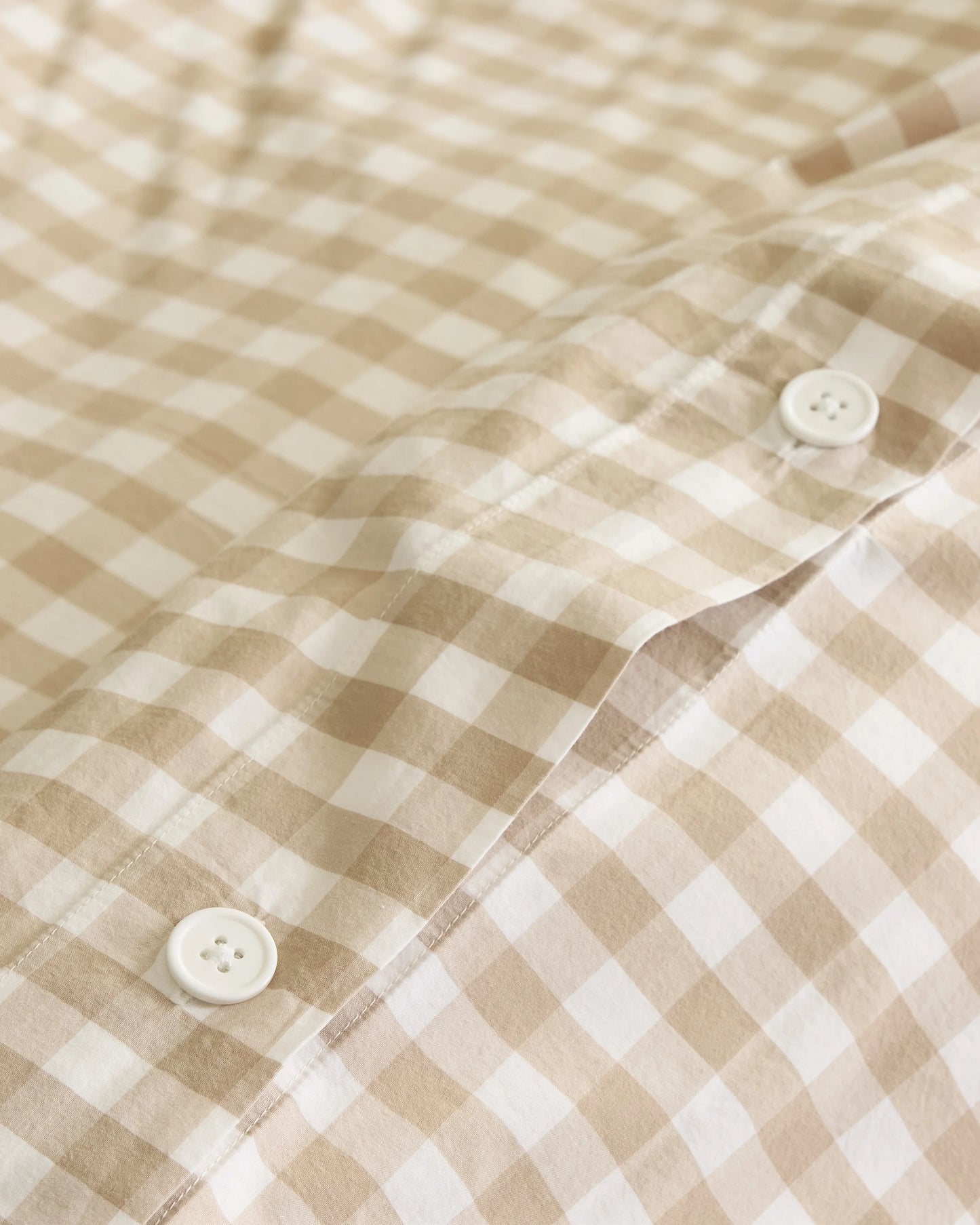 Organic Crisp Percale Gingham Deluxe Bedding Bundle - Twin / Cafe