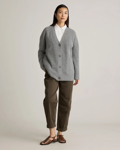 Mongolian Cashmere Oversized Boyfriend Cardigan Sweater - XS / Brown