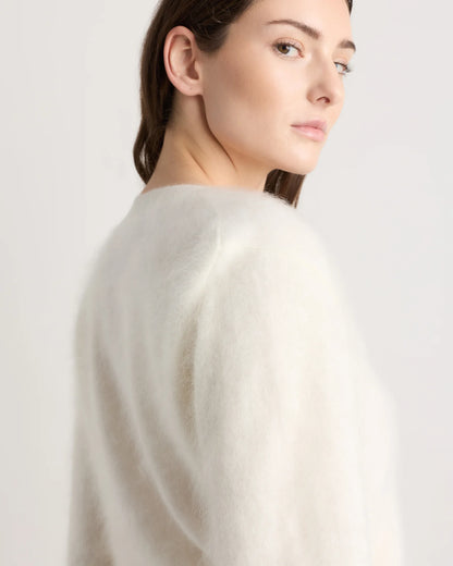 Brushed Cashmere Shrunken V-Neck Sweater - XS / Heather Grey