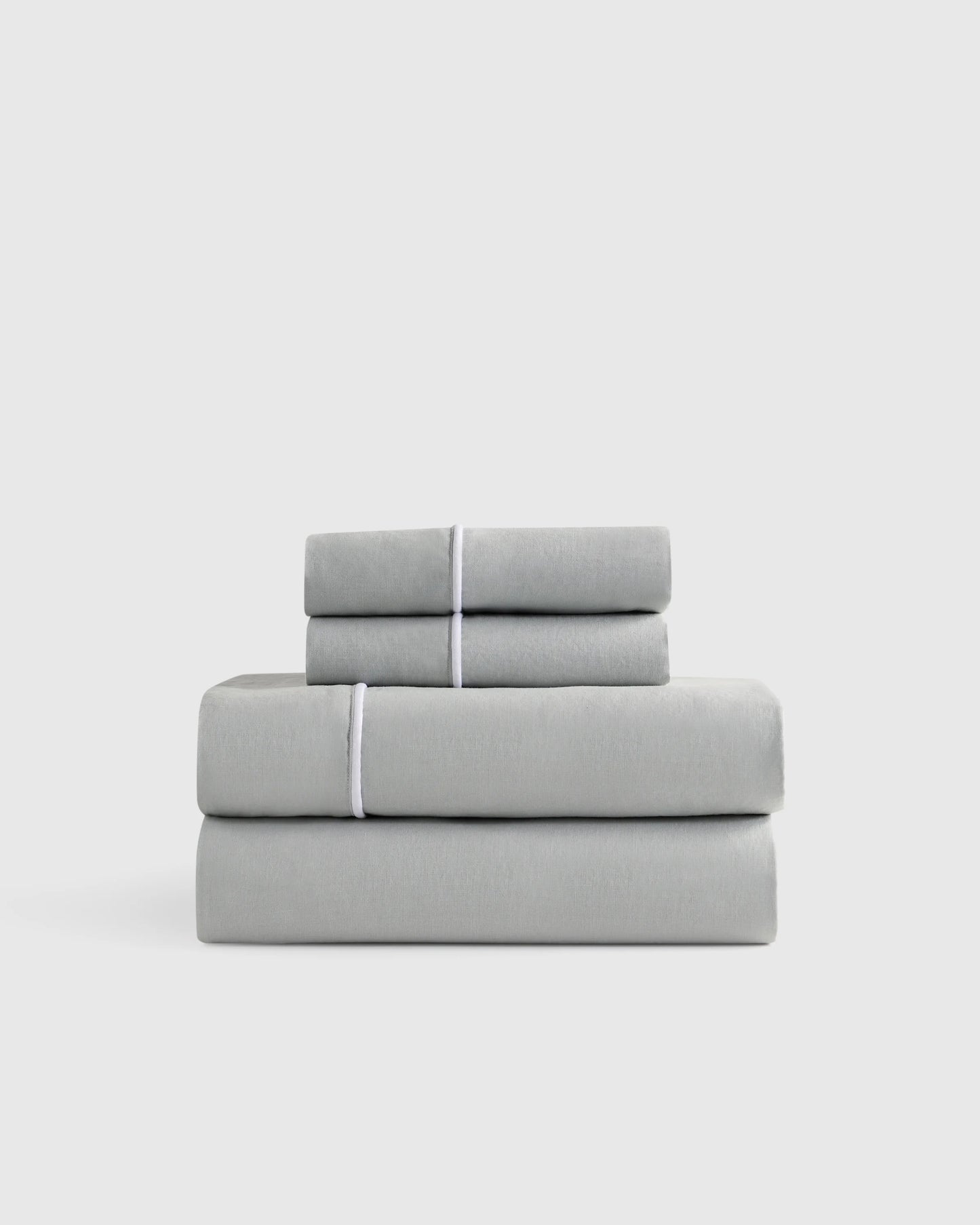 European Linen Piped Sheet Set - Twin / White/Cherry