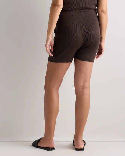 Cotton Cashmere Maternity Knit Shorts - XS / Mocha Heather