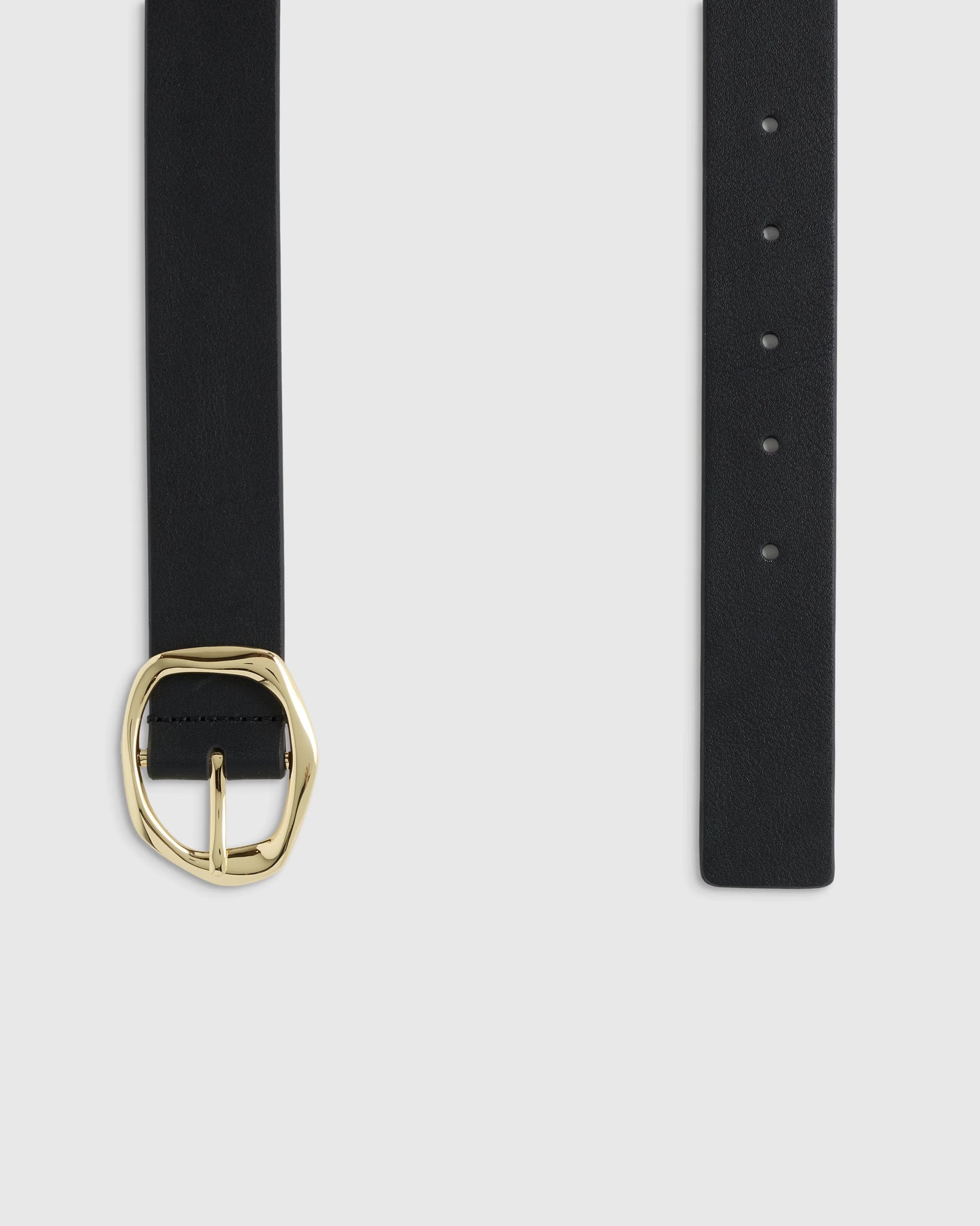 Zoe Sculptural European Leather Belt - XS / Black/Silver