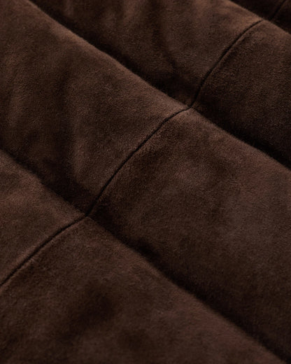 100% Suede Puffer Vest - S / Charcoal Black