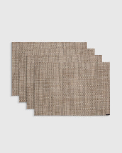Mini Basketweave Easy-Care Rectangular Placemat, Set of 4 by Chilewich - One Size / Parchment
