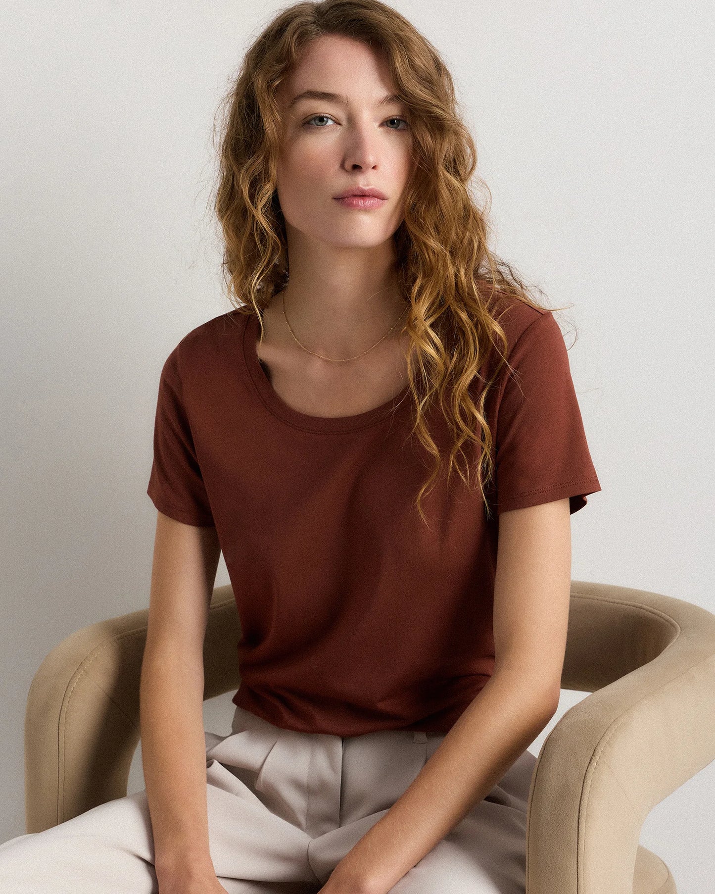 Cotton Modal Scoop Neck Tee - XS / Navy