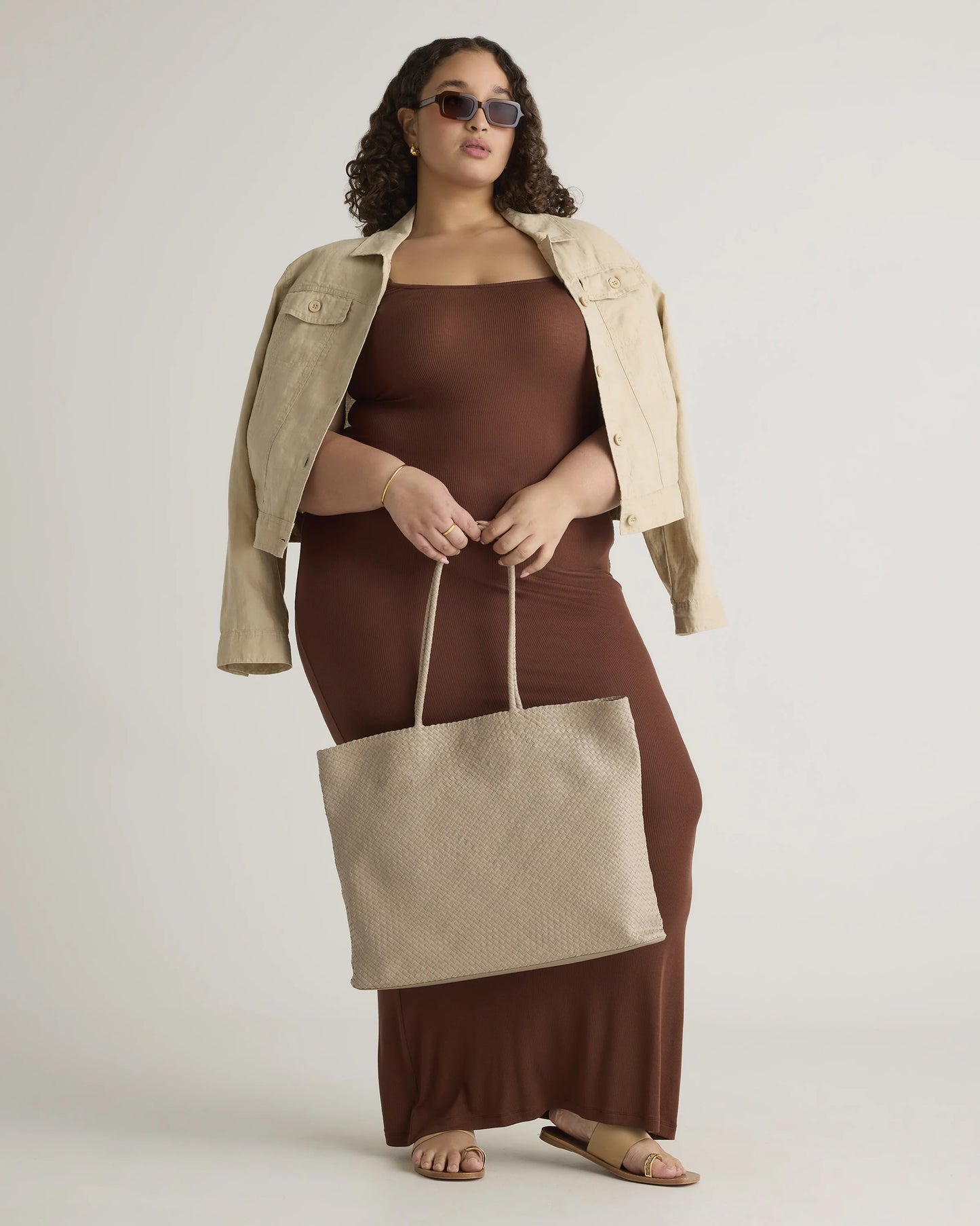Tencel Rib Knit Maxi Slip Dress - 1X / Black