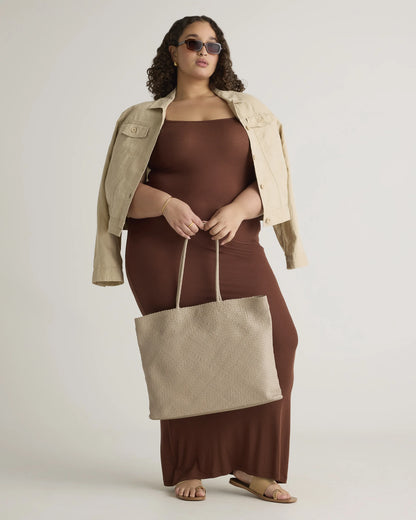 Tencel Rib Knit Maxi Slip Dress - 1X / Black