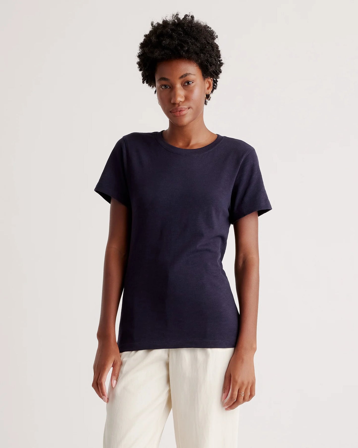 100% Organic Cotton Slub Crewneck Tee - XS / Navy