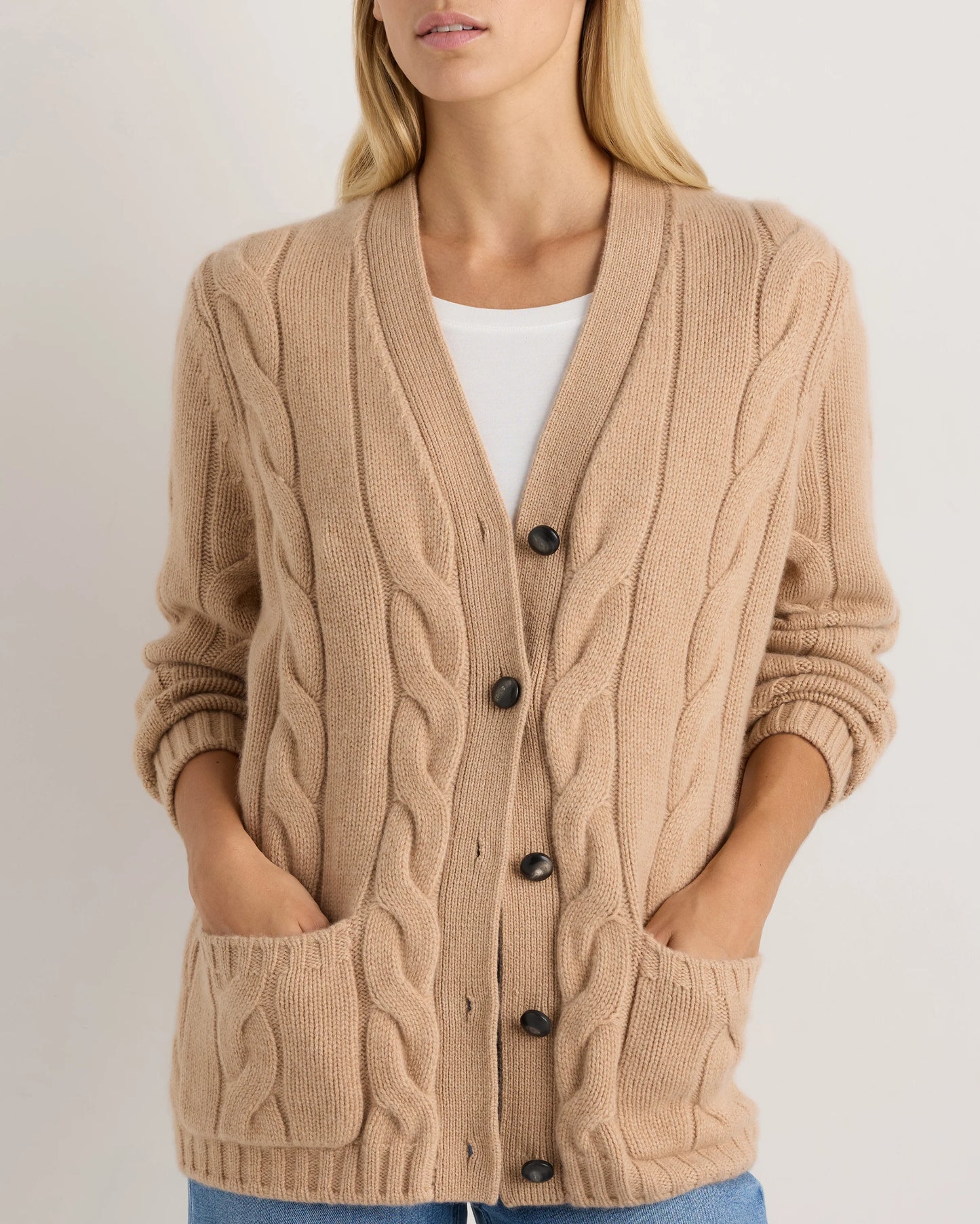 Luxe Baby Cashmere Cable Cardigan - XS / Pearled Ivory
