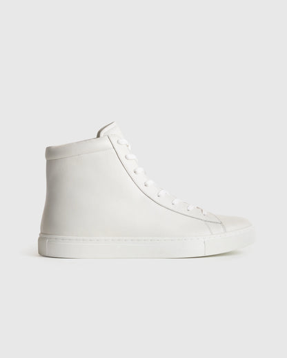 Italian Leather High Top Everyday Sneaker - 7 / White