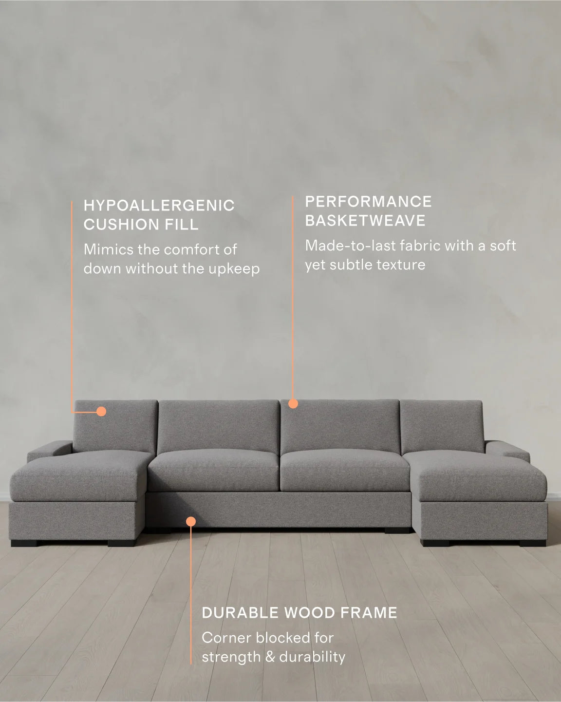 Stillman U Sectional in Performance Basketweave - One Size / Flax