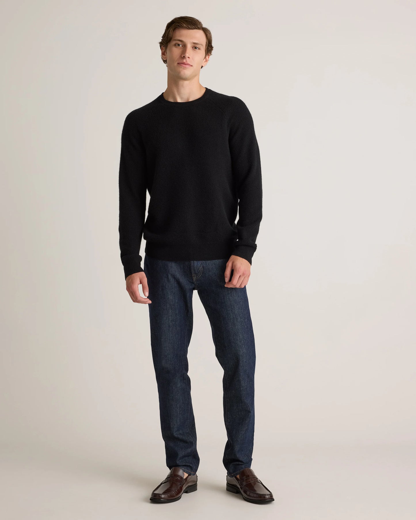Mongolian Cashmere Waffle Sweatshirt - S / Faded Denim
