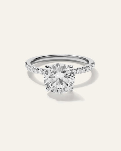 Lab Grown Diamond Round Petite Pave Engagement Ring - 2.5ct - 4 / Yellow Gold