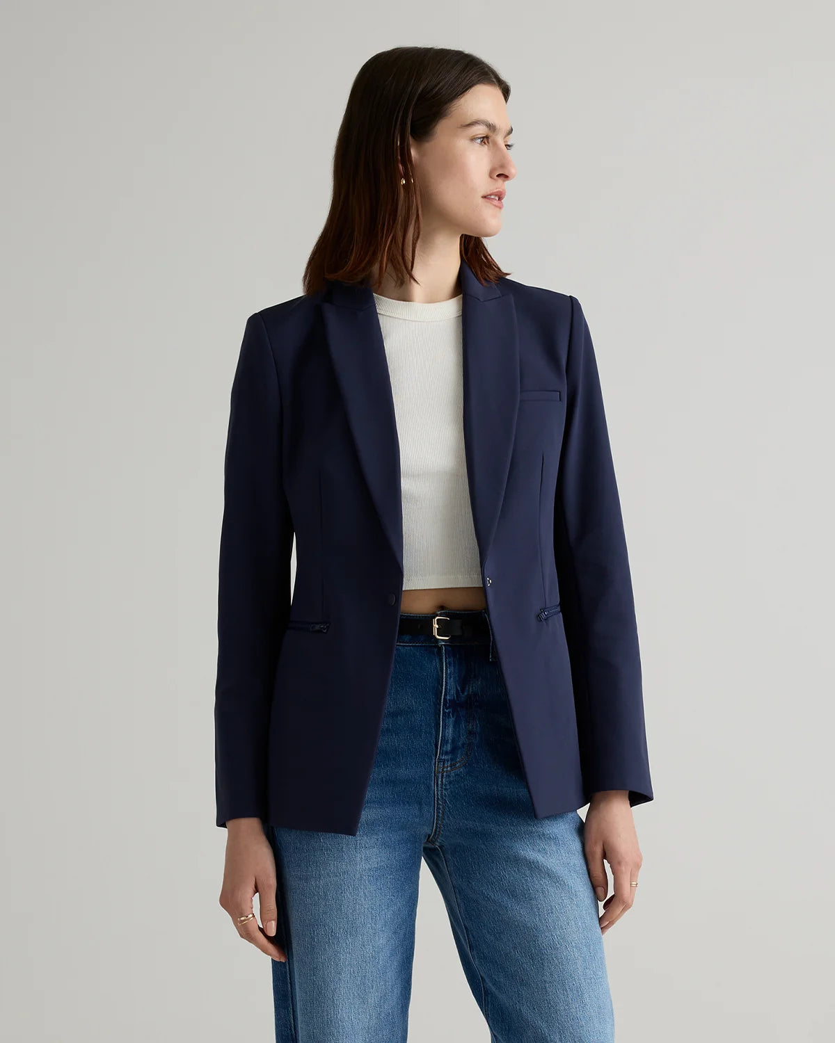 Scuba Single-Breasted Convertible Blazer - XS / True Black