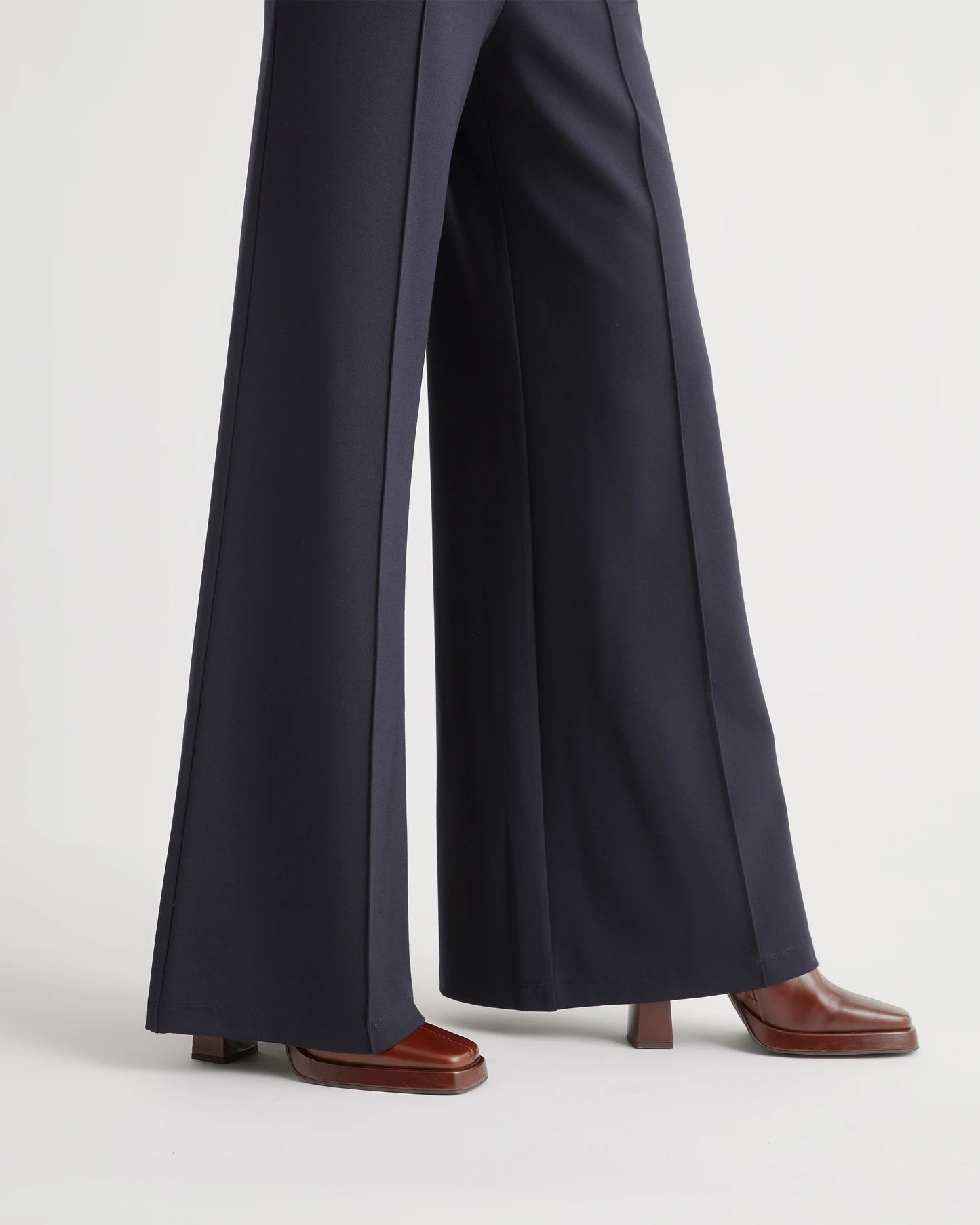 Ultra-Stretch Ponte Super Wide Leg Pants - XS / Black