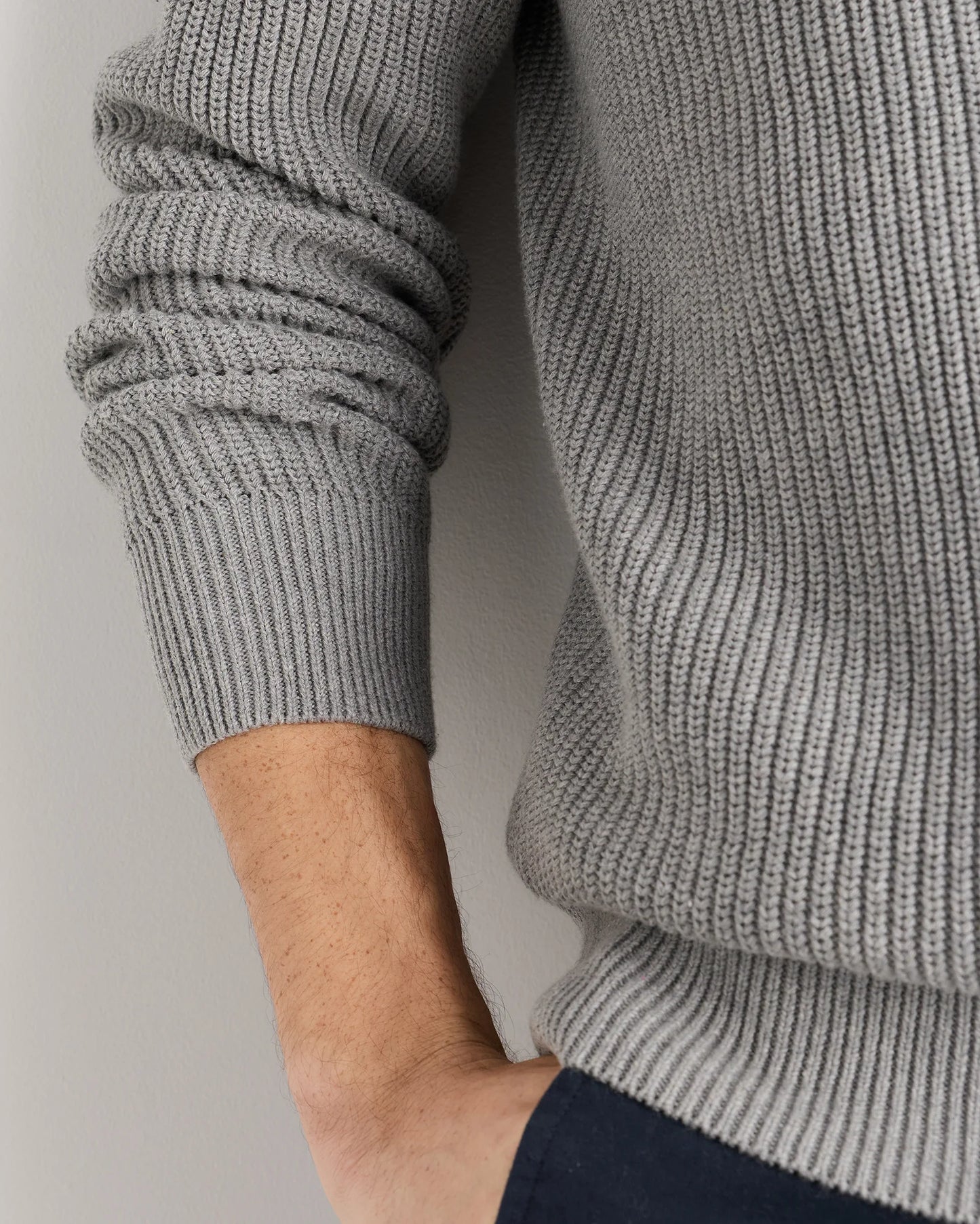 100% Organic Cotton Ribbed Quarter-Zip Sweater - S / Navy