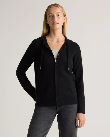 Mongolian Cashmere Full-Zip Hoodie - XS / Heather Grey