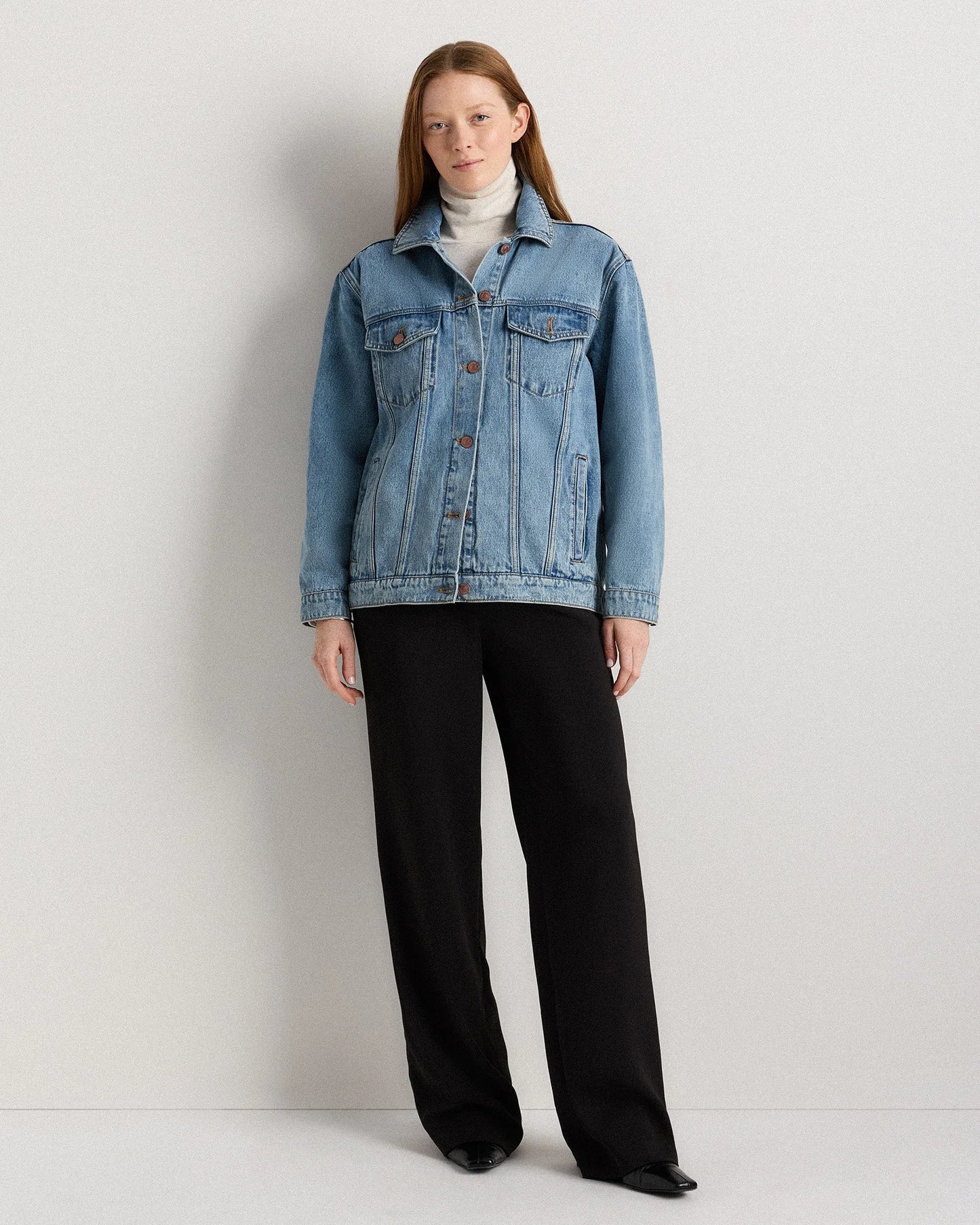 100% Organic Cotton Oversized Denim Jacket - XS / Washed Black
