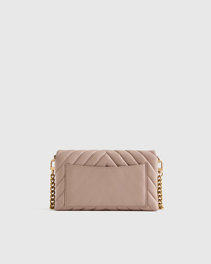 Italian Leather Quilted Wallet Crossbody - One Size / Black/Gold