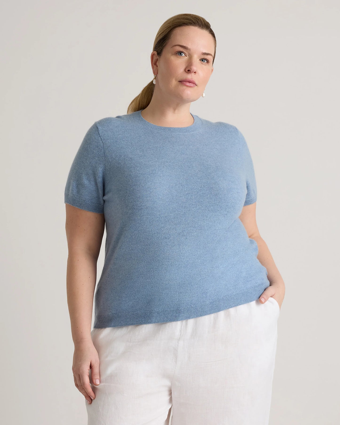 Mongolian Cashmere Tee - 1X / Heather Vintage Pink