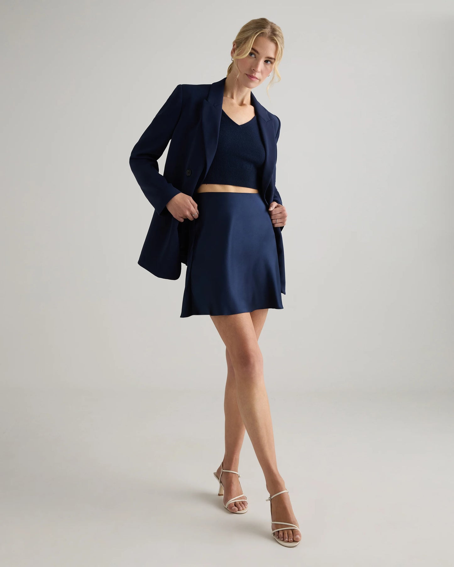100% Washable Silk Mini Skirt - XS / Champagne