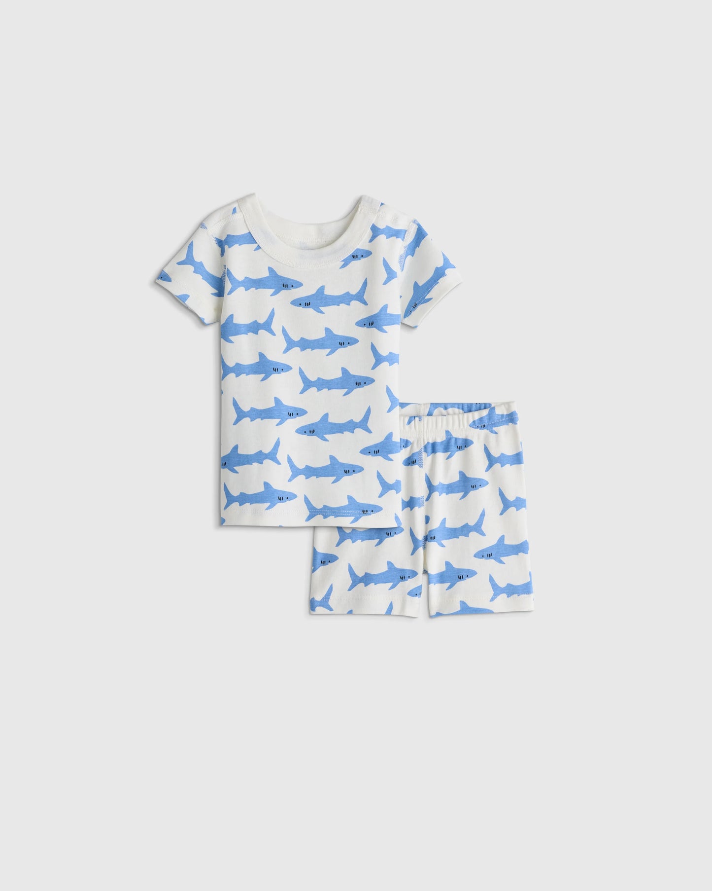 100% Organic Cotton Short Sleeve and Shorts Pajama Set - 12-18M / Navy Stripe