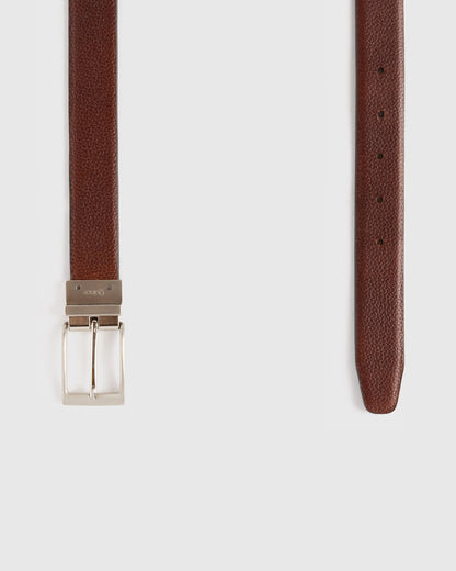 Owen Calfskin Leather Reversible Dress Belt - 30 / Black/Black