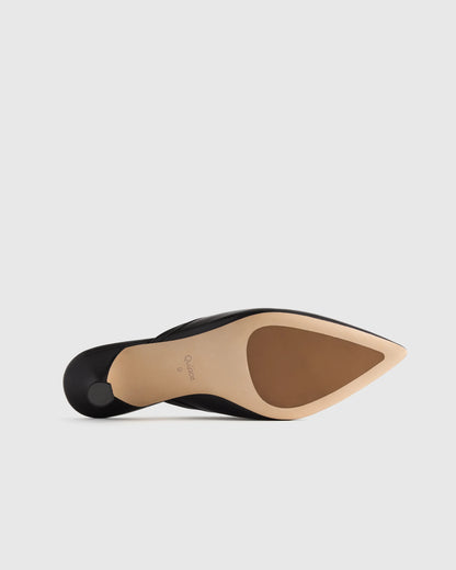 Italian Leather 55mm Kitten Heel Mule - 5 / Black