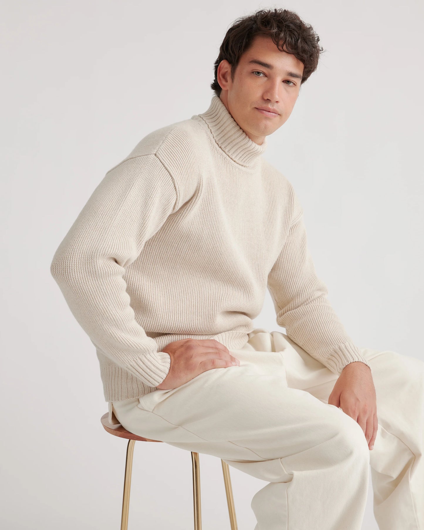 100% Organic Cotton Turtleneck Sweater - S / Charcoal