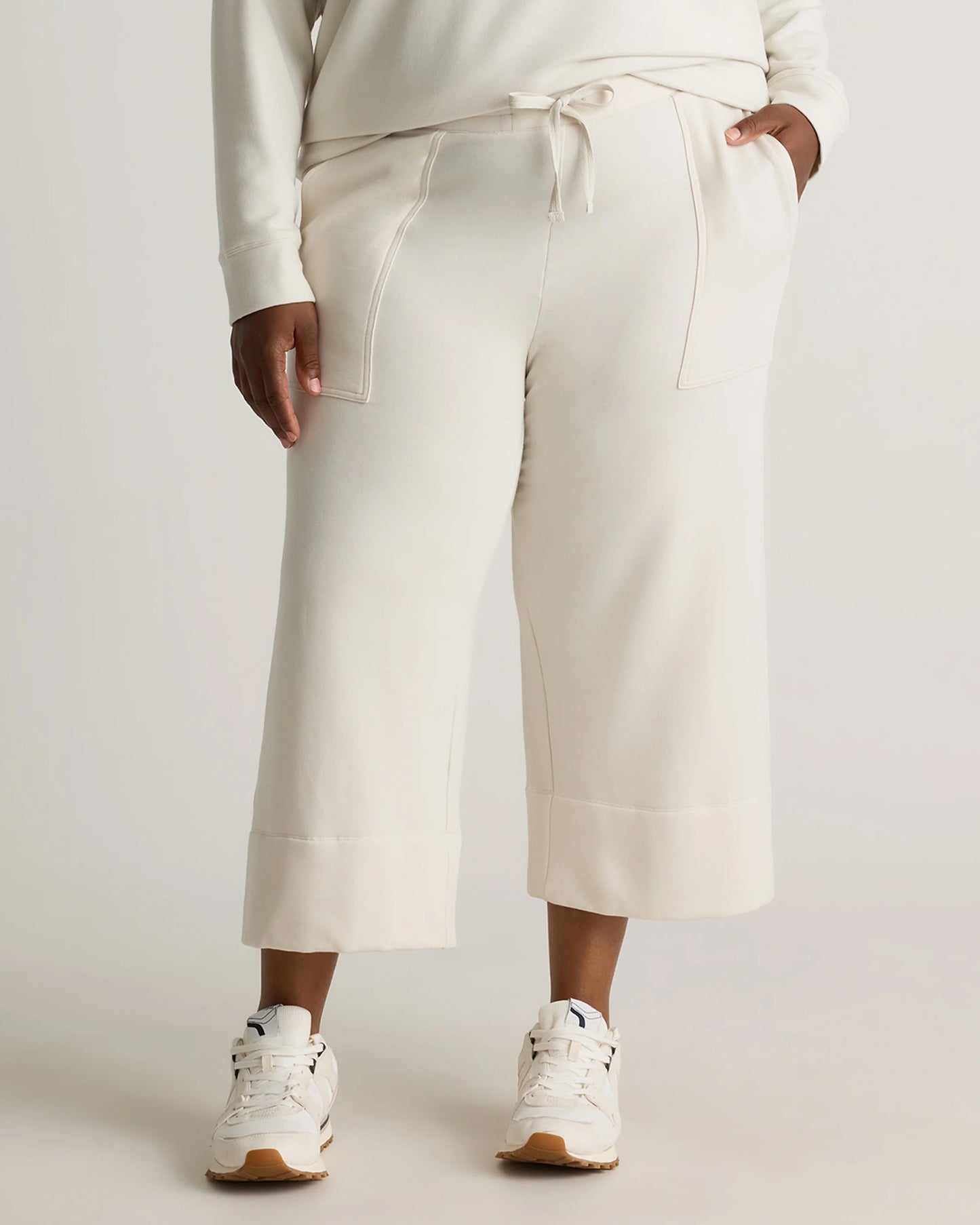 SuperSoft Fleece Cropped Wide Leg Pants - 1X / Heather Grey