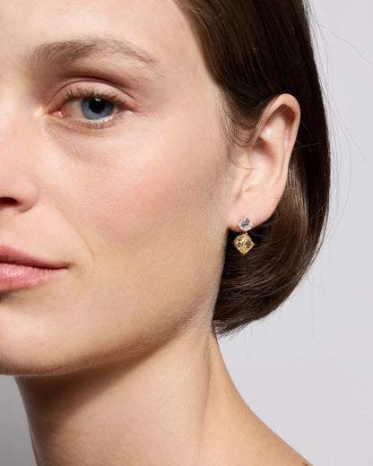14K Gold Yellow Lab Grown Diamond Cushion Drop Earrings - One Size / No Color